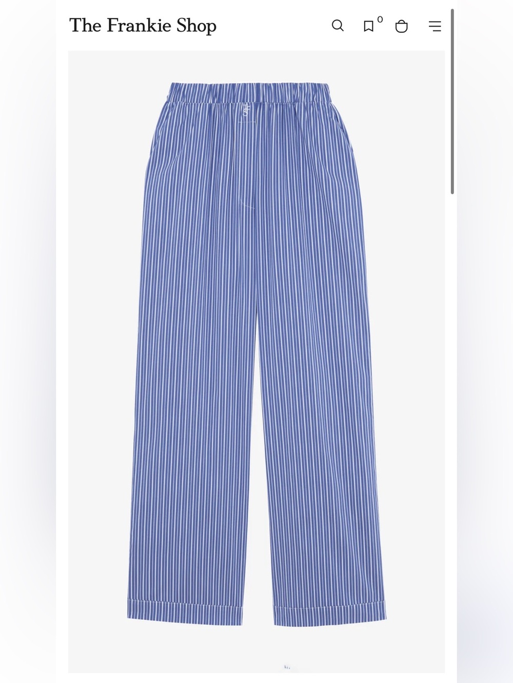 The Frankie Shop MIRCA ELASTIC PANTS - BLUE MULTI STRIPE size S
